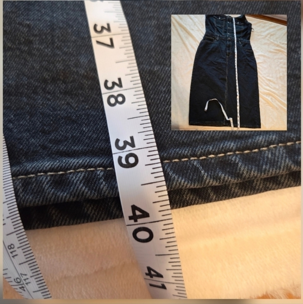 Denim Halter Midi Dress - Dark Wash - Women's Size 12 - New Streetwear Western - Picture 13 of 15